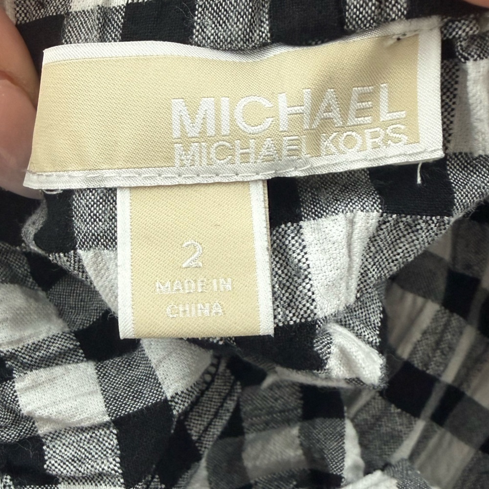 Michael Kors Black and White Gingham A-Line Skirt - Picture 2 of 3